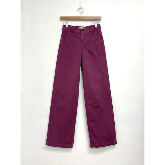 Madewell Emmett Wide-Leg Full Length Canvas Garment-Dyed Pants Iris Bloom - 25 - Picture 2 of 13